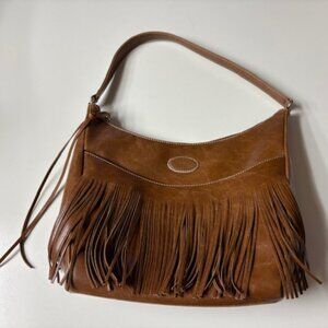 Tommy Hilfiger slouchy western purse hobo bag style brown faux leather